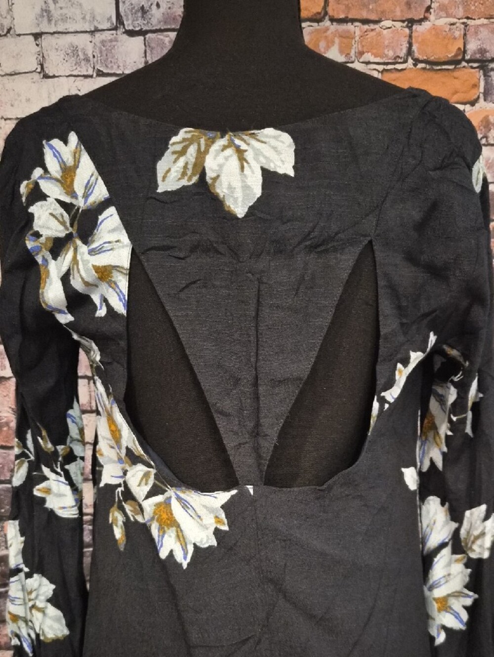 Free People Wanderer Mini Dress with Lace Trim Bell Sleeves And Cut Out Back - Picture 9 of 11